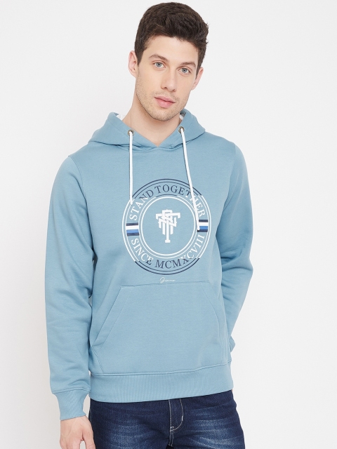 

98 Degree North Men Blue Printed Hooded Sweatshirt