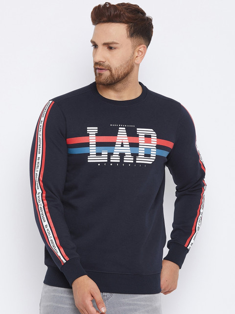 

98 Degree North Men Navy Blue Printed Sweatshirt