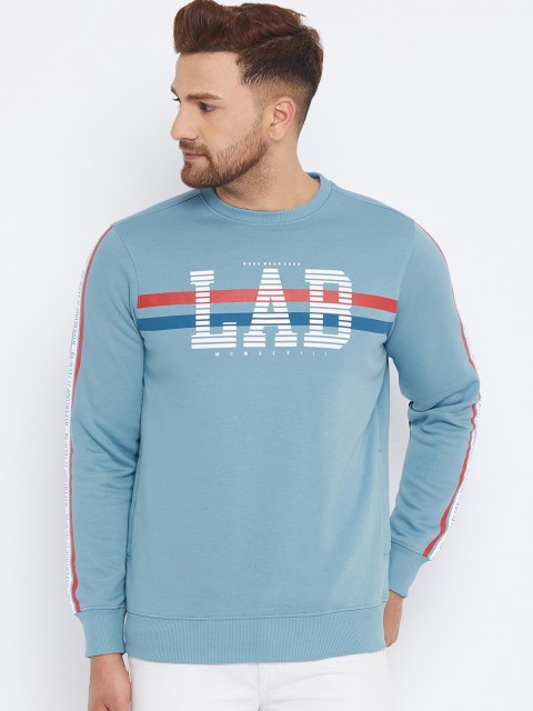 

98 Degree North Men Blue & White Typography Printed Sweatshirt