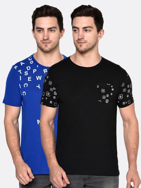 

ELEGANCE Men Pack of 2 Typography Printed T-shirt, Multi