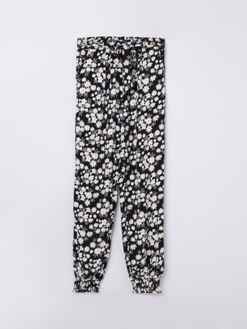

max Girls Black & White Floral Printed Joggers Trousers
