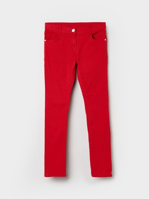

max Girls Red Solid Mid-Rise Trousers