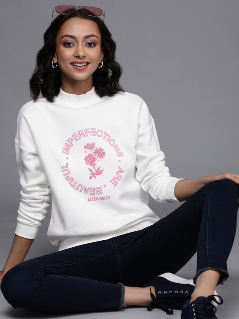 

Allen Solly Woman Women White & Pink Typography Print Sweatshirt
