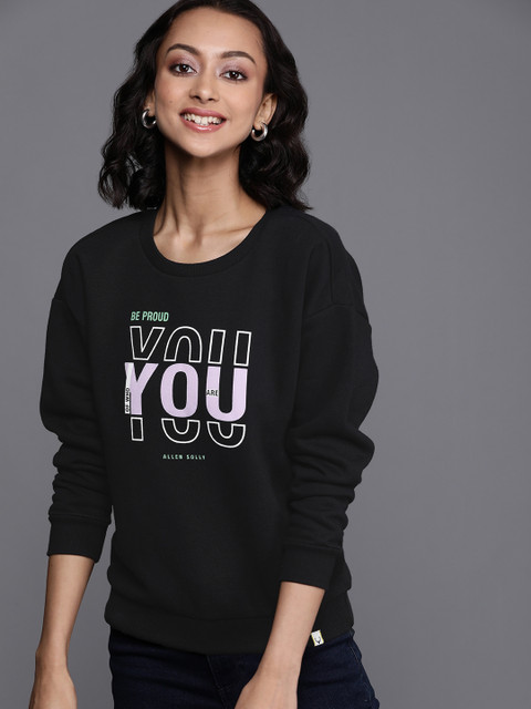 

Allen Solly Woman Women Black & Lavender Typographic Print Sweatshirt
