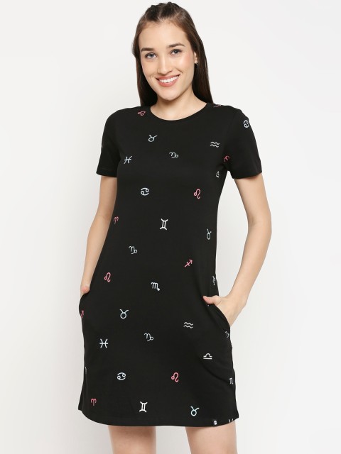 

The Souled Store Black Conversational Printed Pure Cotton Lounge T-Shirt