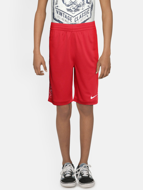 

Nike Boys Red Mid-Rise NK Dri-FIT TROPHY AOP Regular Shorts
