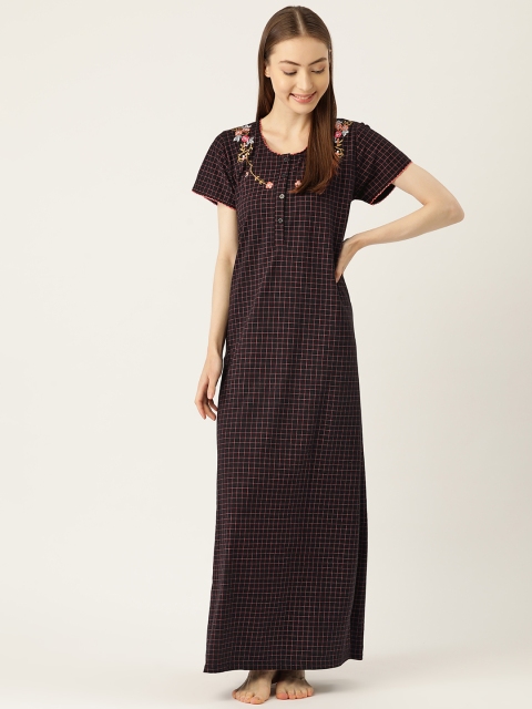 

Sweet Dreams Black & Pink Checked Maxi Nightdress