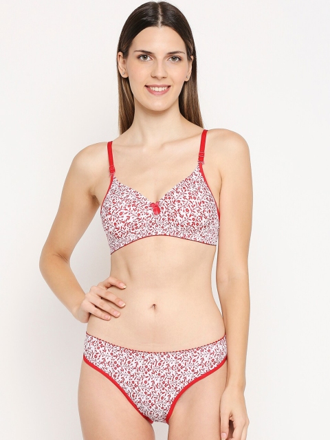 

Lady Love Women Red & White Printed Lingerie Set LLSET9010