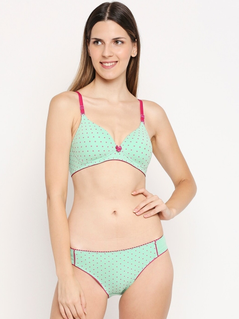 

Lady Love Women Green & Pink Printed Lingerie Set