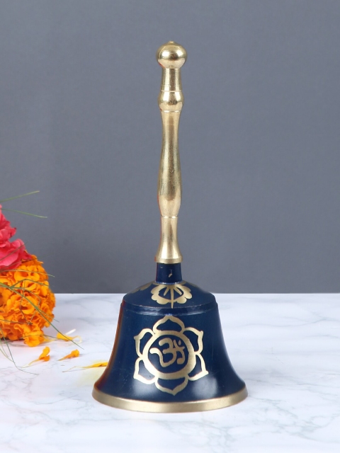 

Aapno Rajasthan Blue & Gold-Toned Brass Bell Showpiece