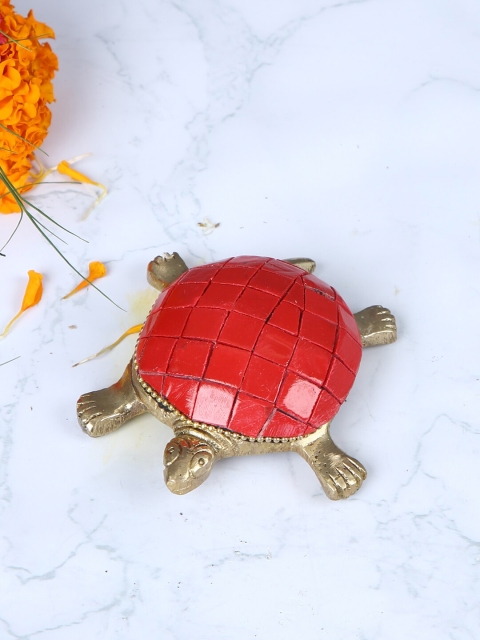 

Aapno Rajasthan Red & Gold-Toned Tortorise Brass Showpiece