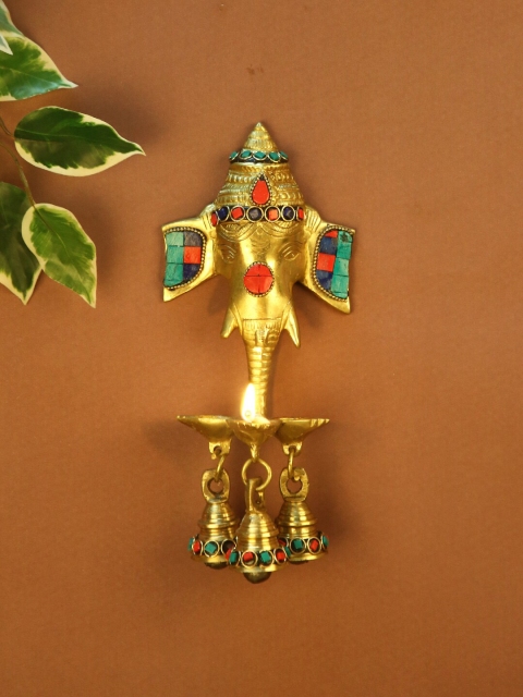 

Aapno Rajasthan Gold-Toned Ganesha Brass Wall Hanging, Brown