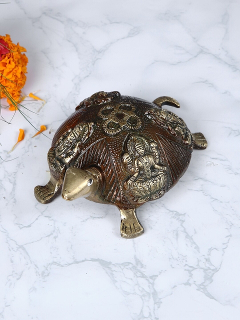 

Aapno Rajasthan Brown & Gold-Toned Brass Tortorise Showpiece