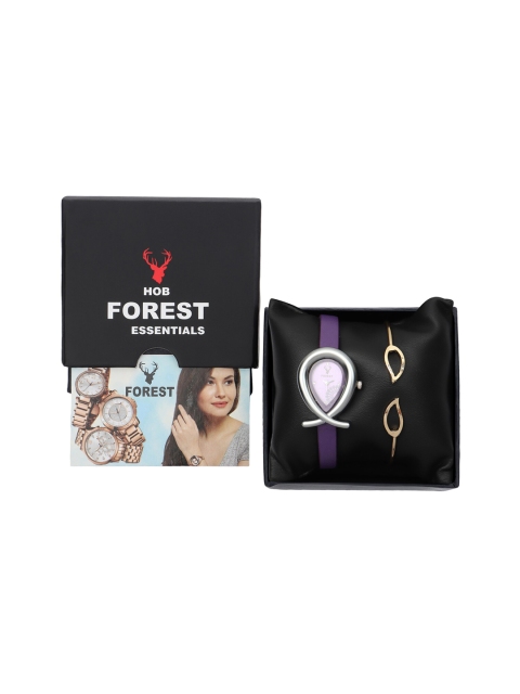

Hobforestessentials Women Purple & Gold-Toned Watch Gift Set FRWatch Gift Set-35