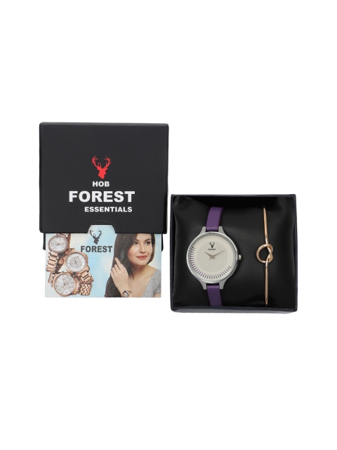 

Hobforestessentials Women Watch & Jewellery Gift Set, White