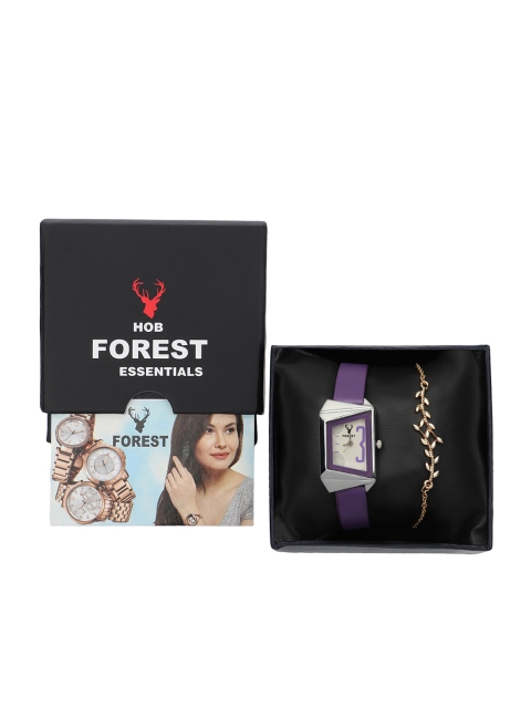 

Hobforestessentials Women Gift Set of Watch and Bracelet, Silver