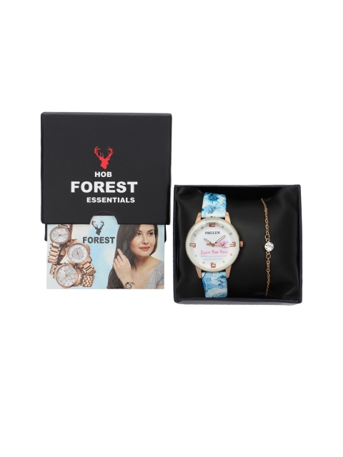 

Hobforestessentials Women Gift Set of Watch and Bracelet, Blue