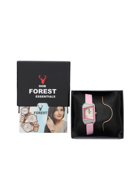 

Hobforestessentials Women White Watch & Jewellery Gift Set