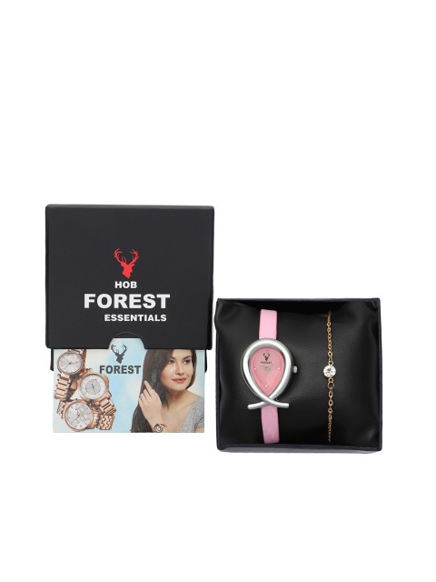

Hobforestessentials Women Pink Watch & Jewellery Gift Set