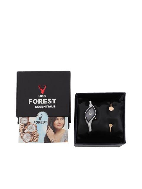 

Hobforestessentials Women Gift Set of Watch and Bracelet, Black