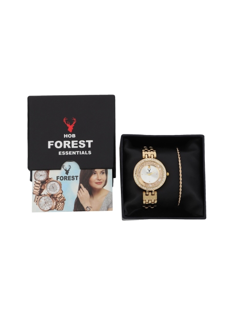 

Hobforestessentials Women Gold-Toned Watch & Jewellery Gift Set