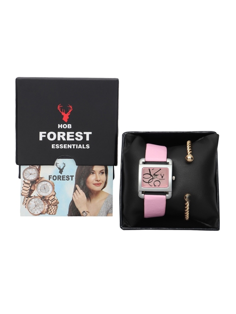 

Hobforestessentials Women Pink Watch & Jewellery Gift Set