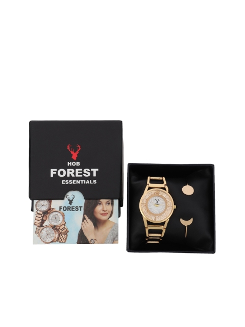 

Hobforestessentials Women White Watch & Jewellery Gift Set