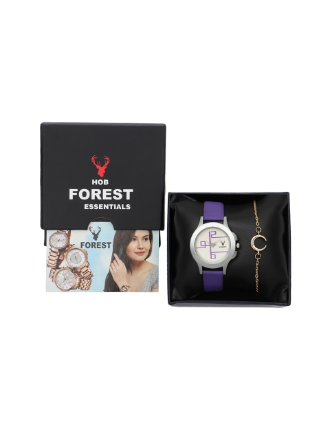 

Hobforestessentials Women Purple Watch & Jewellery Gift Set