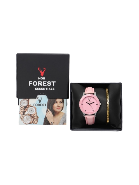 

Hobforestessentials Women Watch & Jewellery Gift Set, Pink