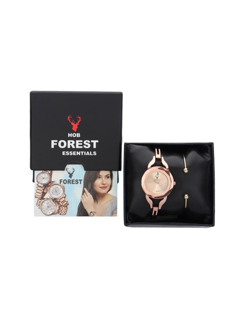 

Hobforestessentials Women Rose Gold Watch & Jewellery Gift Set