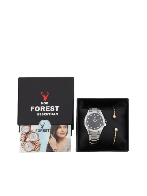 

Hobforestessentials Women Gift Set of Watch & Bracelet, Black