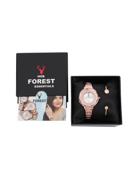 

Hobforestessentials Women Watch & Jewellery Gift Set, Silver