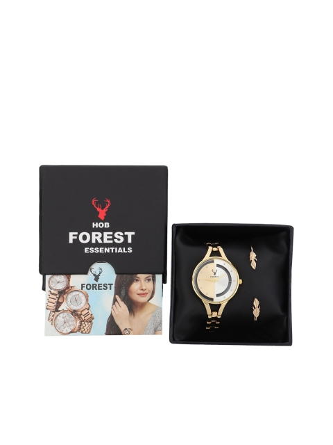 

Hobforestessentials Women Gold-Toned Watch & Jewellery Gift Set