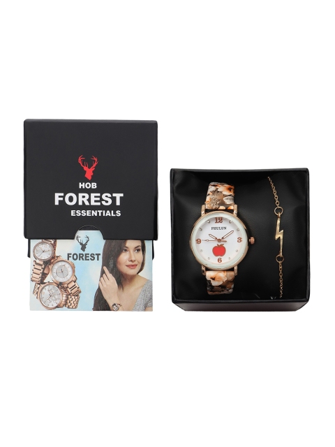 

Hobforestessentials Women White Watch & Jewellery Gift Set