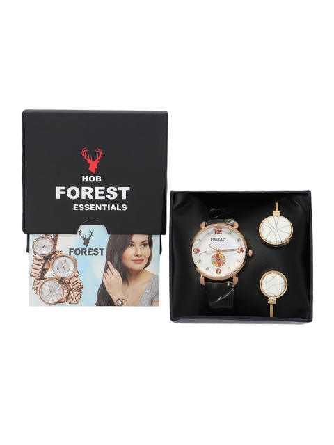 

Hobforestessentials Women Gift Set of Watch & Bracelet, White