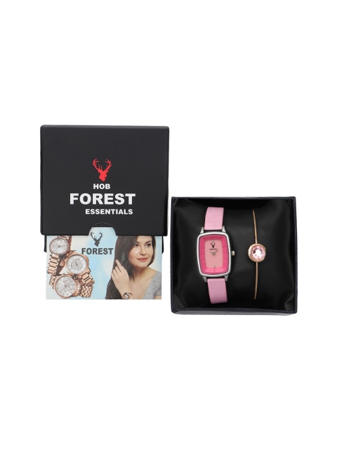

Hobforestessentials Women Watch & Jewellery Gift Set, Pink