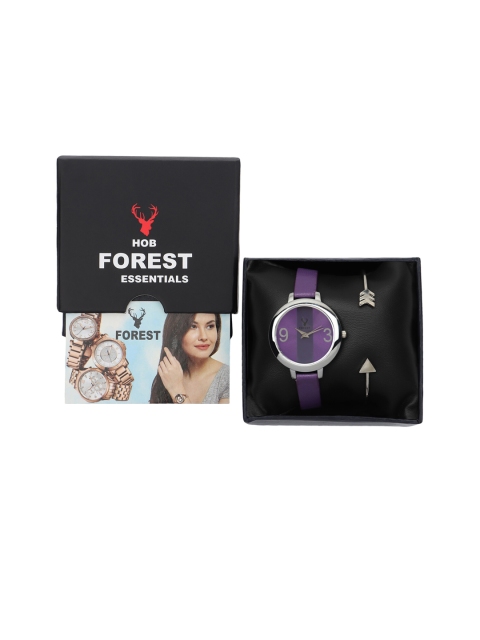 

Hobforestessentials Women Gift Set of Watch & Bracelet, Purple