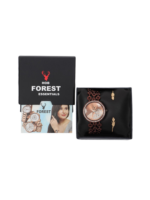 

Hobforestessentials Women Brown Watch & Jewellery Gift