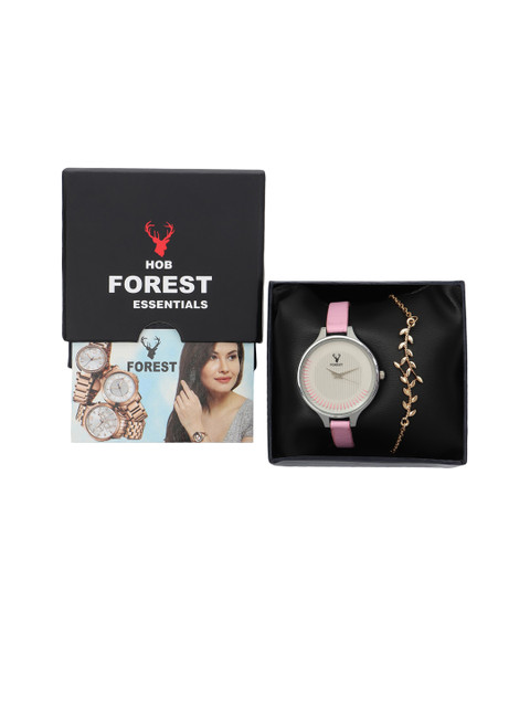 

Hobforestessentials Women White Watch & Jewellery Gift