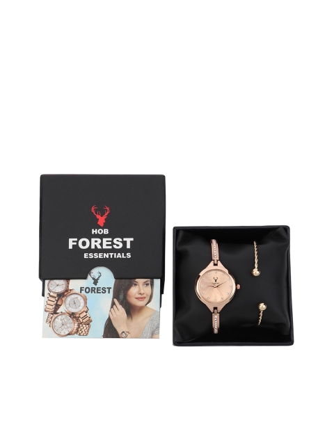 

Hobforestessentials Women Gift Set of Watch & Bracelet, Rose gold