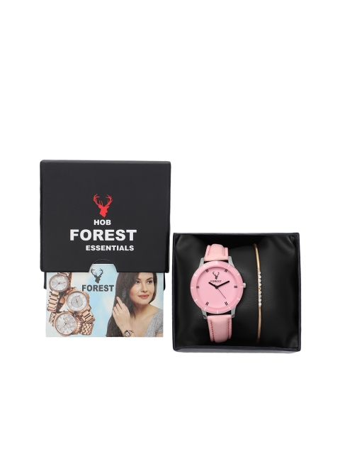 

Hobforestessentials Women Pink Watch & Jewellery Gift Set