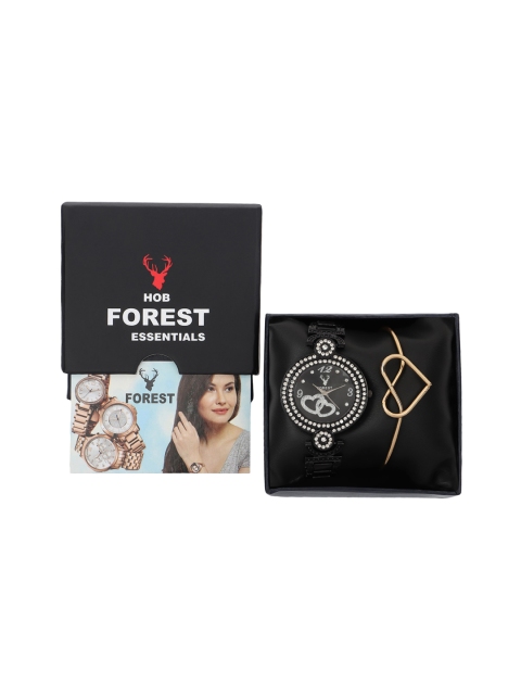 

Hobforestessentials Black Women Watch & Jewellery Gift Set