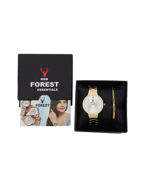 

Hobforestessentials Women White Watch & Jewellery Gift Set
