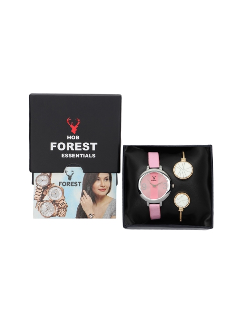 

Hobforestessentials Women Watch & Jewellery Gift Set, Pink