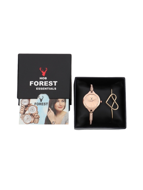 

Hobforestessentials Women Gift Set of Watch & Bracelet, Rose gold