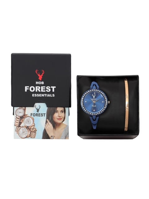 

Hobforestessentials Women Gift Set of Watch & Bracelet, Blue