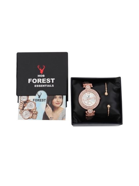 

Hobforestessentials Women Watch & Jewellery Gift Set, Silver