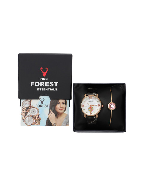 

Hobforestessentials Women Black Watch & Jewellery Gift Set