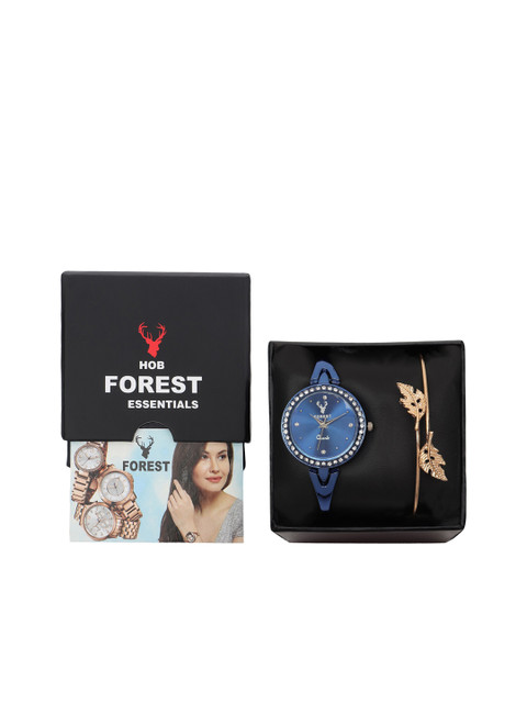

Hobforestessentials Women Gift Set of Watch & Bracelet, Blue