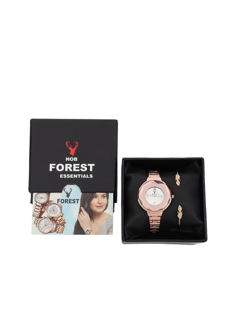 

Hobforestessentials Women Gift Set of Watch & Bracelet, Silver